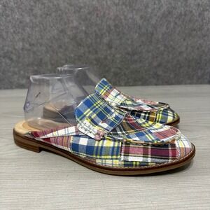 Sperry Seaport Fina Penny Loafer Mules Womens Sz 11 Madras Plaid Multicolor